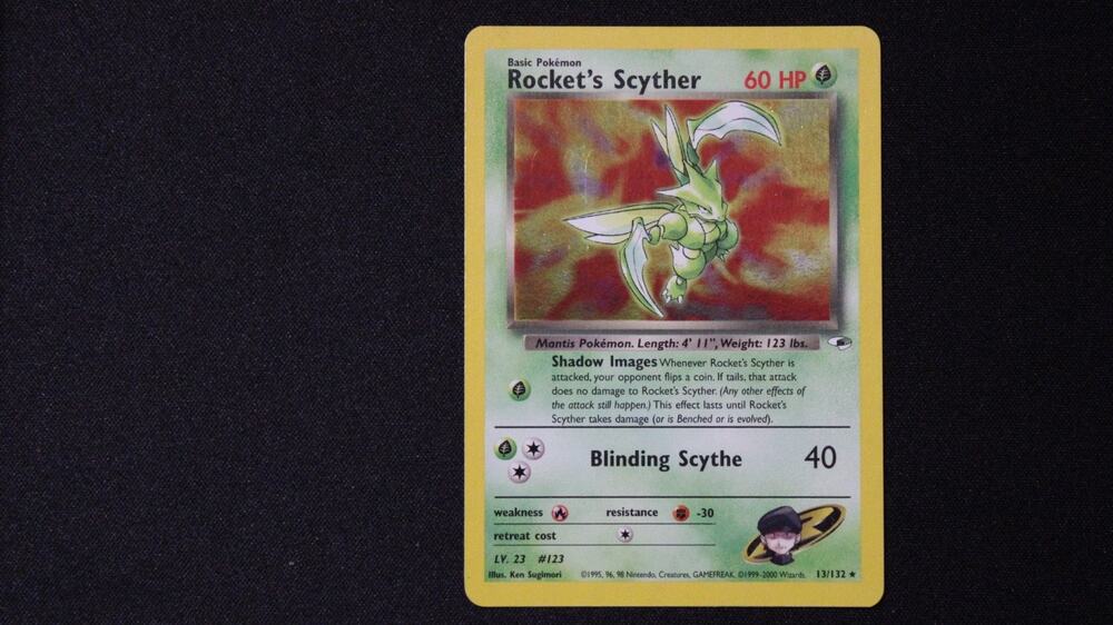 Rocket's Scyther Holo Rare 13/132 Gym Heroes Vintage Pokemon Card LP EX